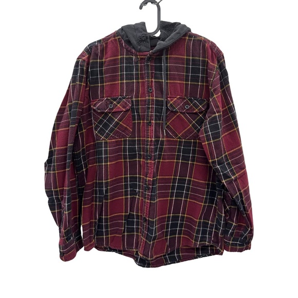 No Boundaries Other - NO BOUNDARIES Plaid Hooded Flannel Shirt Men Size M Long Sleeve Hood Button Up